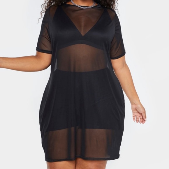 black mesh t shirt dress